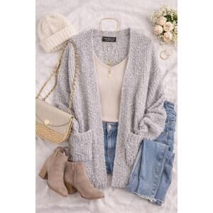 Maverick The Collection Gray Silver Textured Open Cardigan S